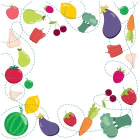 دانلود وکتور تصویر وکتور پس زمینه میوه و سبزیجات مفهوم غذای سالم