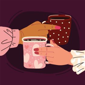 دانلود وکتور زنان در حال نوشیدن قهوه