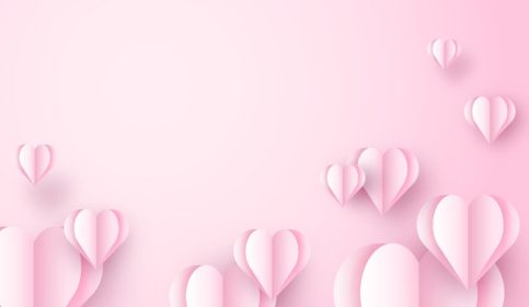دانلود وکتور قلب اوریگامی پرواز بر روی پس زمینه صورتی طرح مفهومی عشق برای روز مادر مبارک ولنتاین پوستر روز تولد و الگوی کارت تبریک وکتور تصویر هنری کاغذی