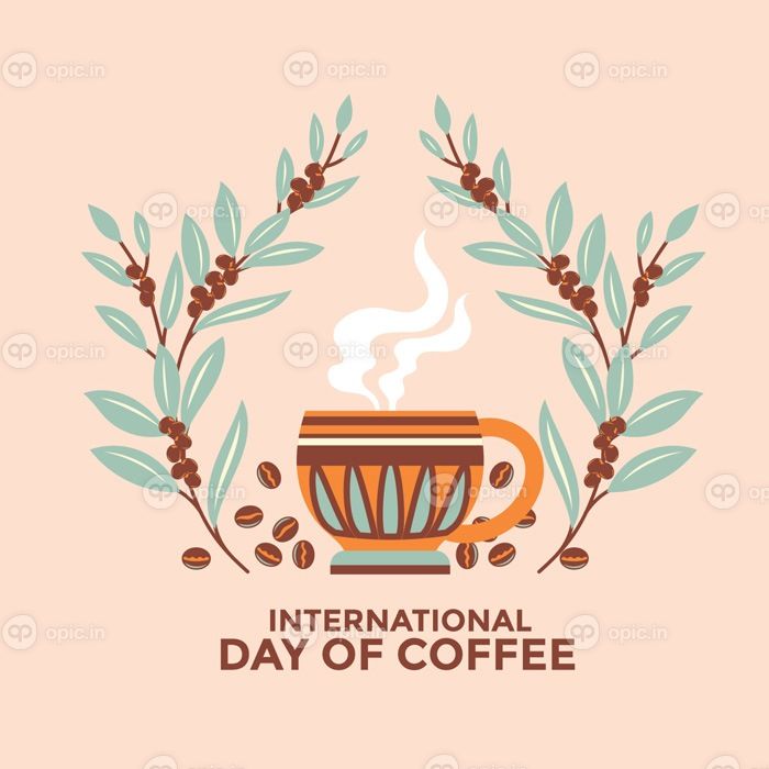دانلود وکتور کارت تبریک روز جهانی قهوه
