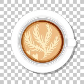 دانلود وکتور نمای بالا فنجان قهوه جدا شده بر روی تصویر پس زمینه شفاف
