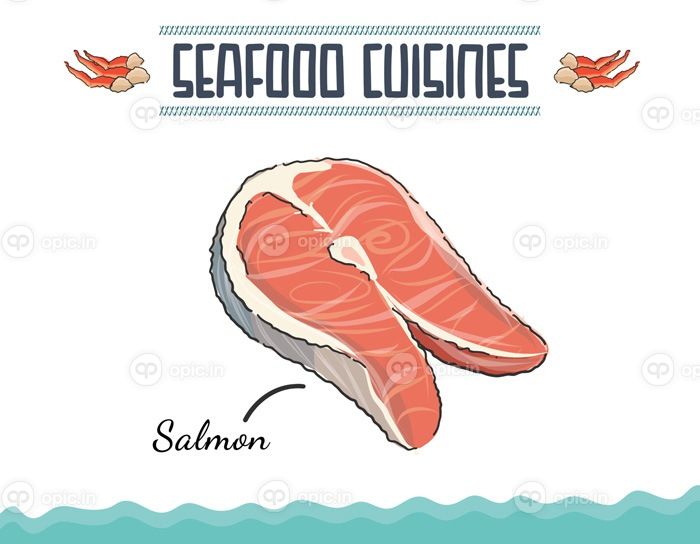 دانلود وکتور برش های فیله ماهی آزاد خام مجموعه ای از تصویر