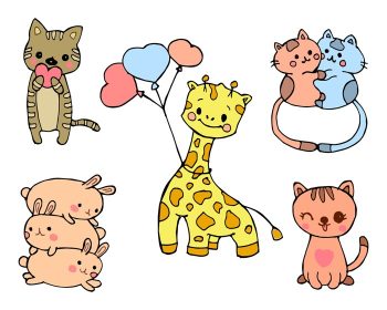 دانلود مجموعه تصویر برداری وکتور از بچه گربه های حیوانات دوست داشتنی نقاشی شده