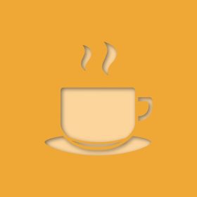 دانلود وکتور فنجان با کاغذ نوشیدنی داغ برش آیکون قهوه چای کاکائو
