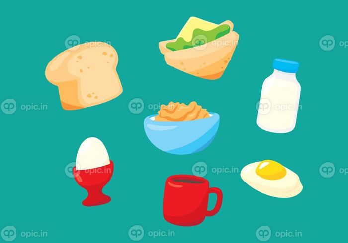 دانلود وکتور مجموعه تصویری غذا و نوشیدنی صبحانه