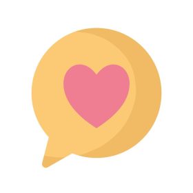 دانلود وکتور پیام حباب با رنگ زرد و یک قلب در وسط آن