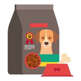 دانلود وکتور کیسه و غذای ظرف برای سگ آیکون ایزوله