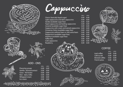 دانلود وکتور قالب طراحی منو قهوه کاپوچینو