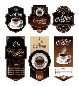 دانلود وکتور قهوه طراحی بنر منو و الگوهای برچسب برند تصویر برداری