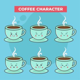 دانلود وکتور شخصیت های ناز قهوه با بیان مختلف