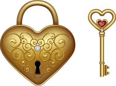 دانلود وکتور قفل و کلید به شکل قلب طلایی