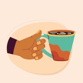 دانلود وکتور دست با لیوان قهوه