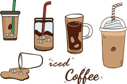 مجموعه تصویرسازی وکتور آیکون قهوه را دانلود کنید