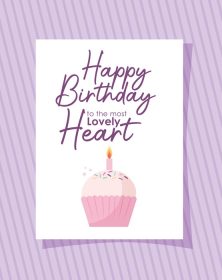 دانلود وکتور کارت کیک با تبریک تولد به دوست داشتنی ترین قلب