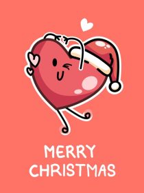 دانلود وکتور طرح کارت تبریک کریسمس با پوشیدن قلب قرمز شاد