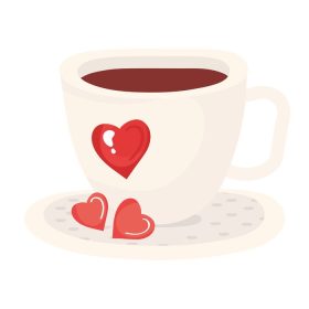دانلود وکتور فنجان قهوه با قلب های عاشقانه عاشقانه