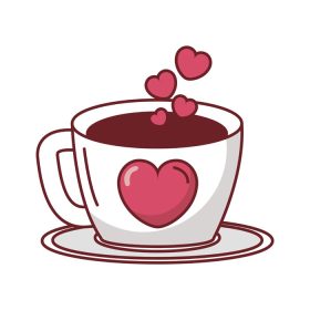 دانلود وکتور فنجان قهوه روز ولنتاین مبارک با طرح تصویر وکتور قلب