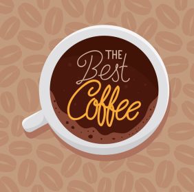 دانلود وکتور پوستر روز بین المللی قهوه با نمای بالا فنجان قهوه