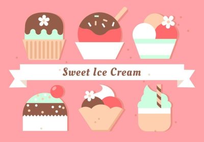 دانلود وکتور رنگارنگ مختلف وکتور آیکون های بستنی شیرین طراحی شده برای برچسب پوستر کارت تبریک وب سند و سایر سطوح تزئینی