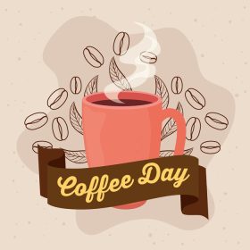 دانلود وکتور پوستر روز بین المللی قهوه با لیوان سرامیکی