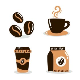 دانلود تصویر وکتور مجموعه وکتور عناصر قهوه در طراحی دستی