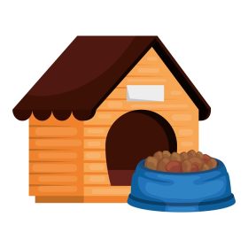دانلود وکتور خانه سگ چوبی با غذای حیوان