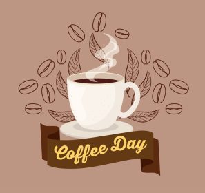 دانلود وکتور پوستر روز بین المللی قهوه با فنجان سرامیکی