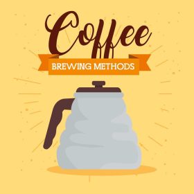 دانلود وکتور روش دم کردن قهوه با قابلمه در پس زمینه زرد