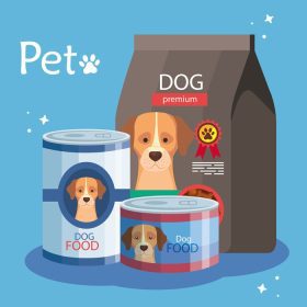 دانلود وکتور مجموعه قوطی و کیسه غذا برای سگ