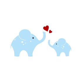 دانلود وکتور دو فیل آبی در زمینه سفید با وکتور قلب