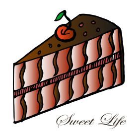 دانلود تصویر وکتور کشیده شده تکه کیک شکلاتی برای صنایع غذایی