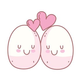 دانلود وکتور تخم مرغ های دوست داشتنی قلب های منو رستوران غذای کارتونی تصویر وکتور زیبا