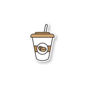 دانلود وکتور پچ نوشیدنی قهوه سرد فنجان قهوه یکبار مصرف با نی