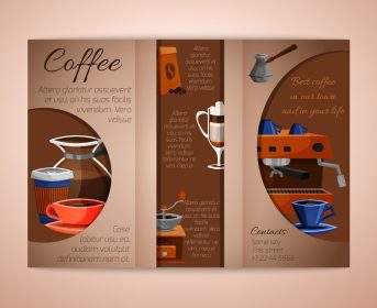 دانلود بروشور بروشور قهوه سه تایی با کافه رستوران و تصویر برداری کاپوچینو ساخت اسپرسو خانگی