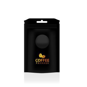 دانلود وکتور کیسه سیاه قهوه واقعی برای ماکت بسته بندی جدا شده در پس زمینه سفید