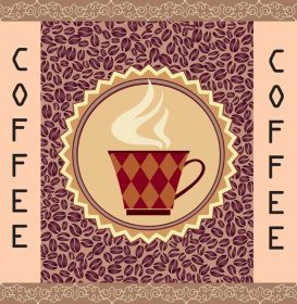 دانلود وکتور قهوه نوشیدنی داغ کافه کارت پس زمینه دانه های قهوه الگوی یکپارچهسازی با سیستمعامل