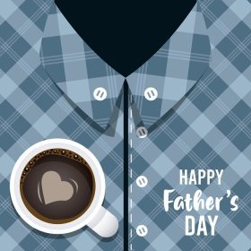 دانلود وکتور کارت تبریک روز پدر با پیراهن مردانه و فنجان قهوه