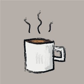 دانلود وکتور طراحی دستی براش هنر فنجان قهوه یا چای داغ