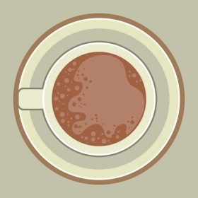 دانلود وکتور فنجان مسطح با قهوه کف آلود در نمای نعلبکی