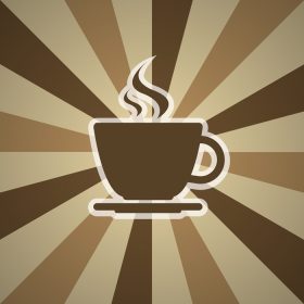 دانلود وکتور فنجان قهوه در پس زمینه با سه سایه قهوه ای