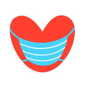 دانلود وکتور قلب قرمز در طرح وکتور ماسک پزشکی برای استیکرهای پزشکی تبلیغاتی روز ولنتاین