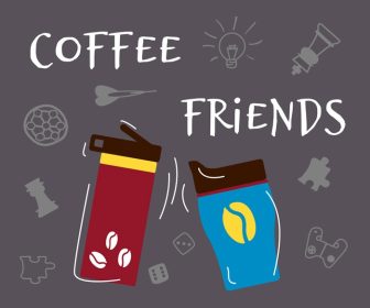 دانلود وکتور شعار قهوه دوستان لیوان قابل استفاده مجدد است