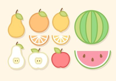 دانلود وکتور این منبع گرافیکی شامل تصاویر وکتوری از انواع میوه ها مانند سیب و پرتقال است که برای استفاده در وب و چاپ مناسب است امیدوارم از آن لذت ببرید