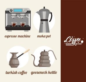 دانلود وکتور چهار روش دم کردن قهوه باندل