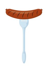 دانلود وکتور سوسیس خوشمزه غذای سرخ شده در چنگال