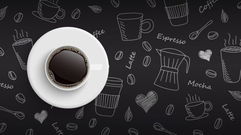 دانلود وکتور فنجان قهوه روی دست کشیده شده ابله پس زمینه قهوه تصویر وکتور