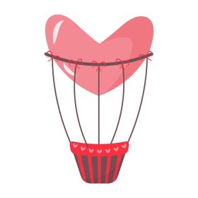 دانلود وکتور بالون هوای گرم به شکل قلب روز ولنتاین مبارک