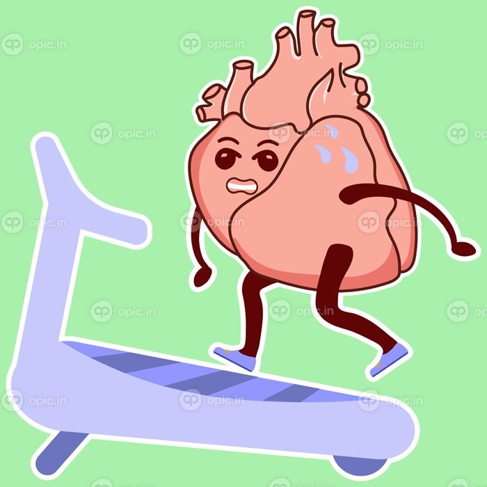دانلود وکتور شکلک فیزیولوژیکی قلب شخصیت ناز قلب شناسی که روی تردمیل می دود