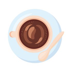دانلود وکتور فنجان قهوه نوشیدنی و قاشق به سبک تفصیلی