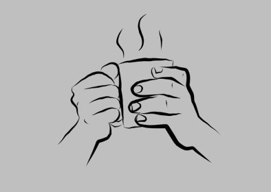 دانلود وکتور دست نگه دارید یک فنجان قهوه با دست کشیده طراحی خط جدا شده